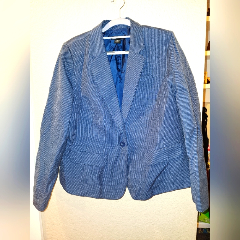 Lane Bryant Blue Pinstripe Suit Jacket